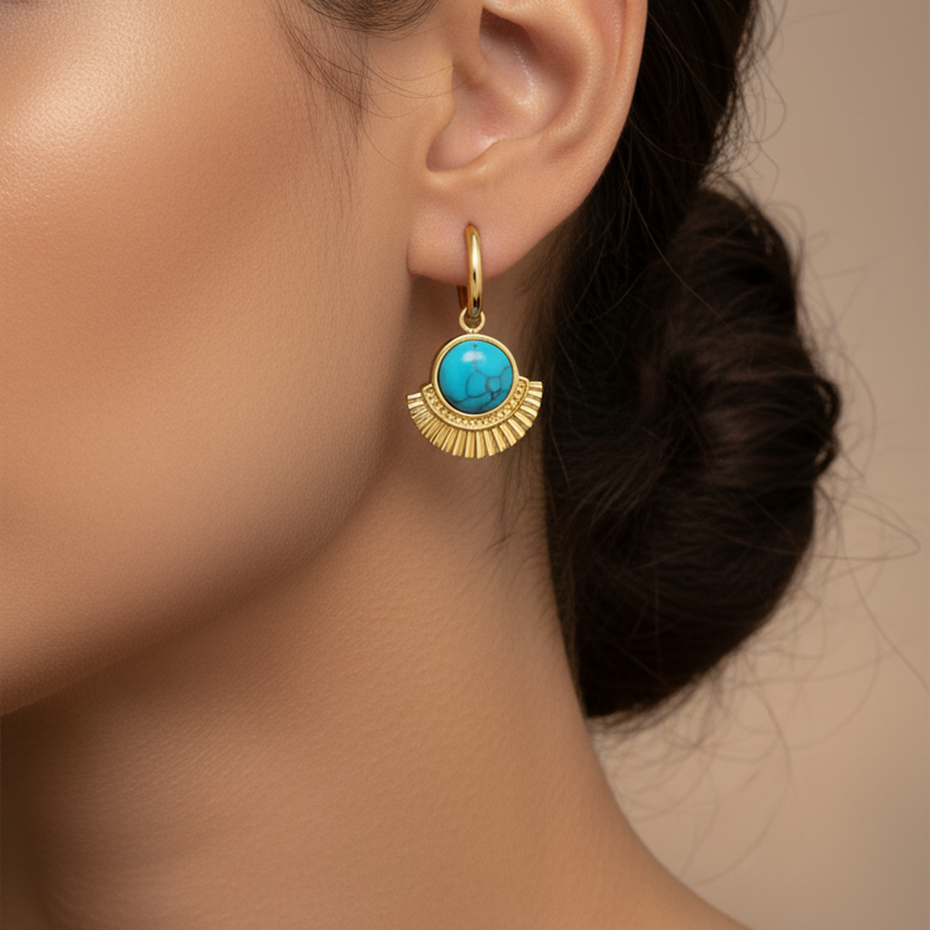 Colombiana Turquoise Horizon Semicircle Studs