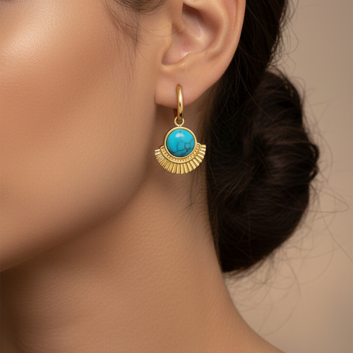 Colombiana Turquoise Horizon Semicircle Studs