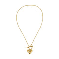 Gold Heart Charm Statement Necklace