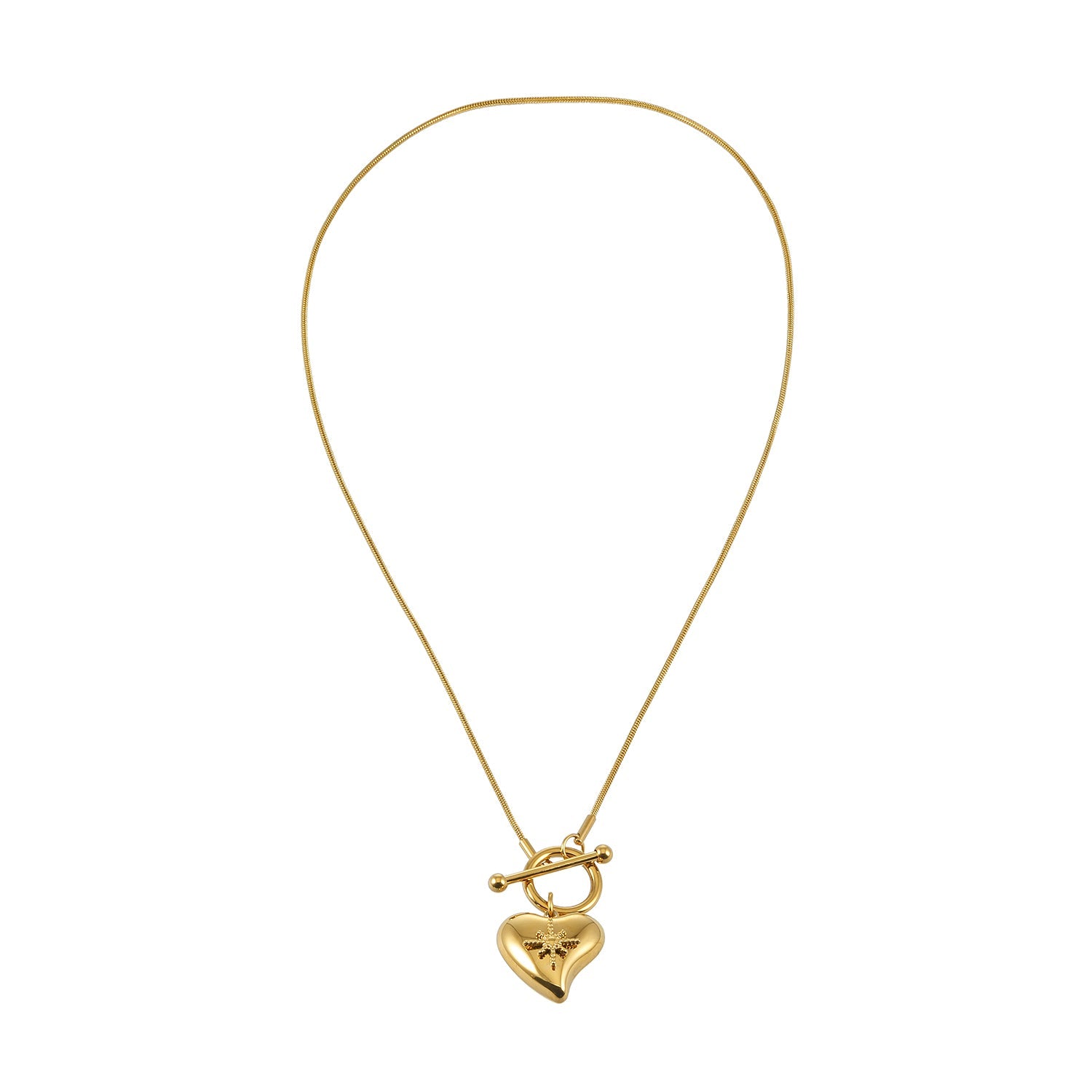 Gold Heart Charm Statement Necklace