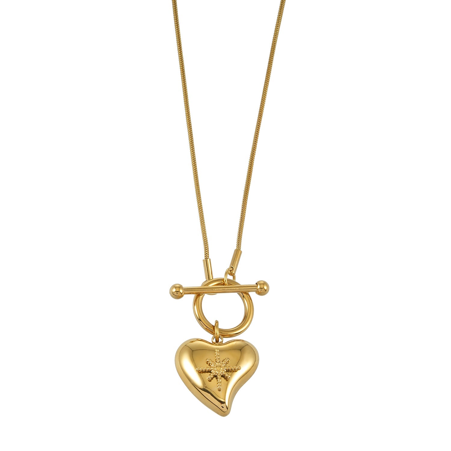 Gold Heart Charm Statement Necklace