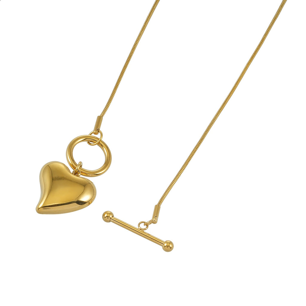 Gold Heart Charm Statement Necklace