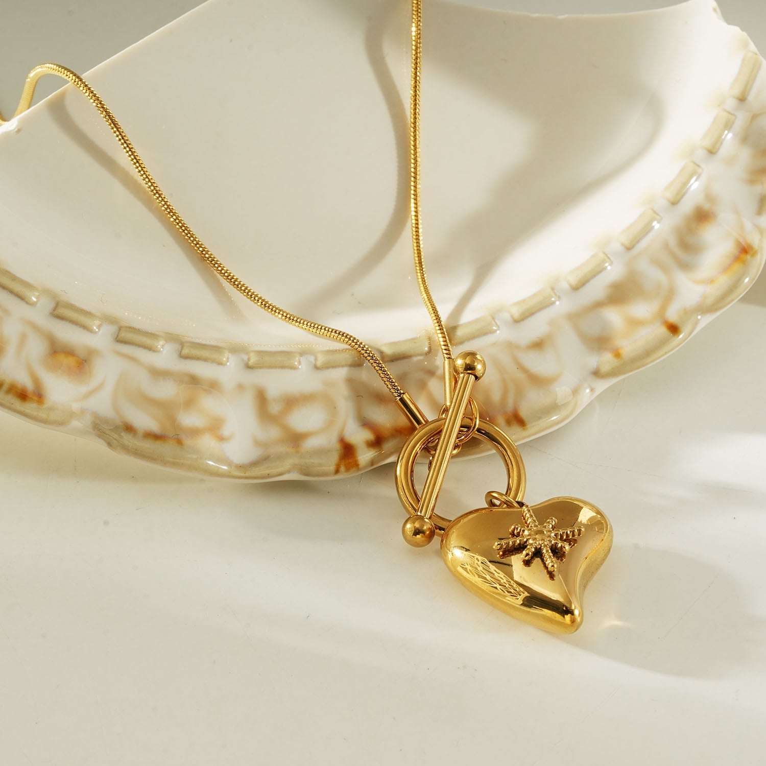 Gold Heart Charm Statement Necklace