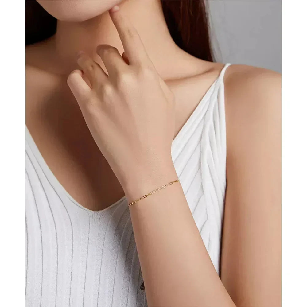 Sterling Silver Gold Cable Chain Bracelet