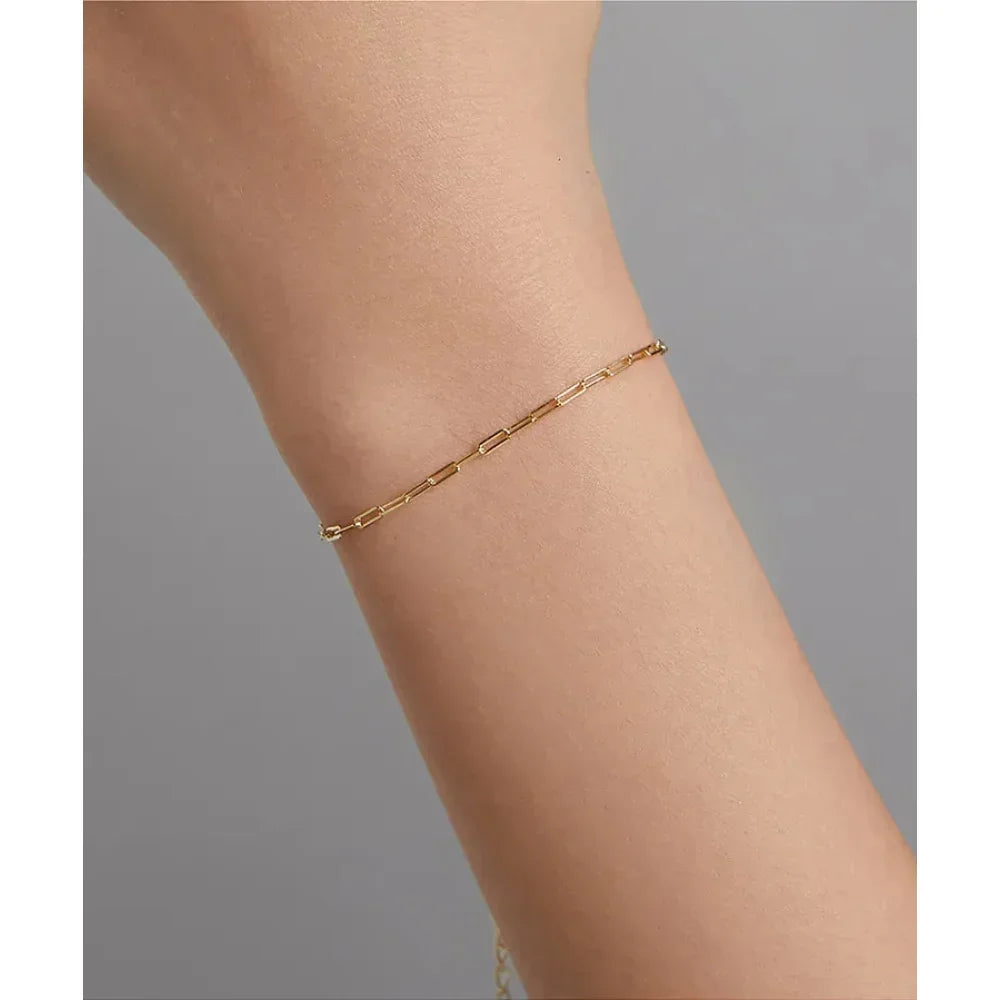 Sterling Silver Gold Cable Chain Bracelet