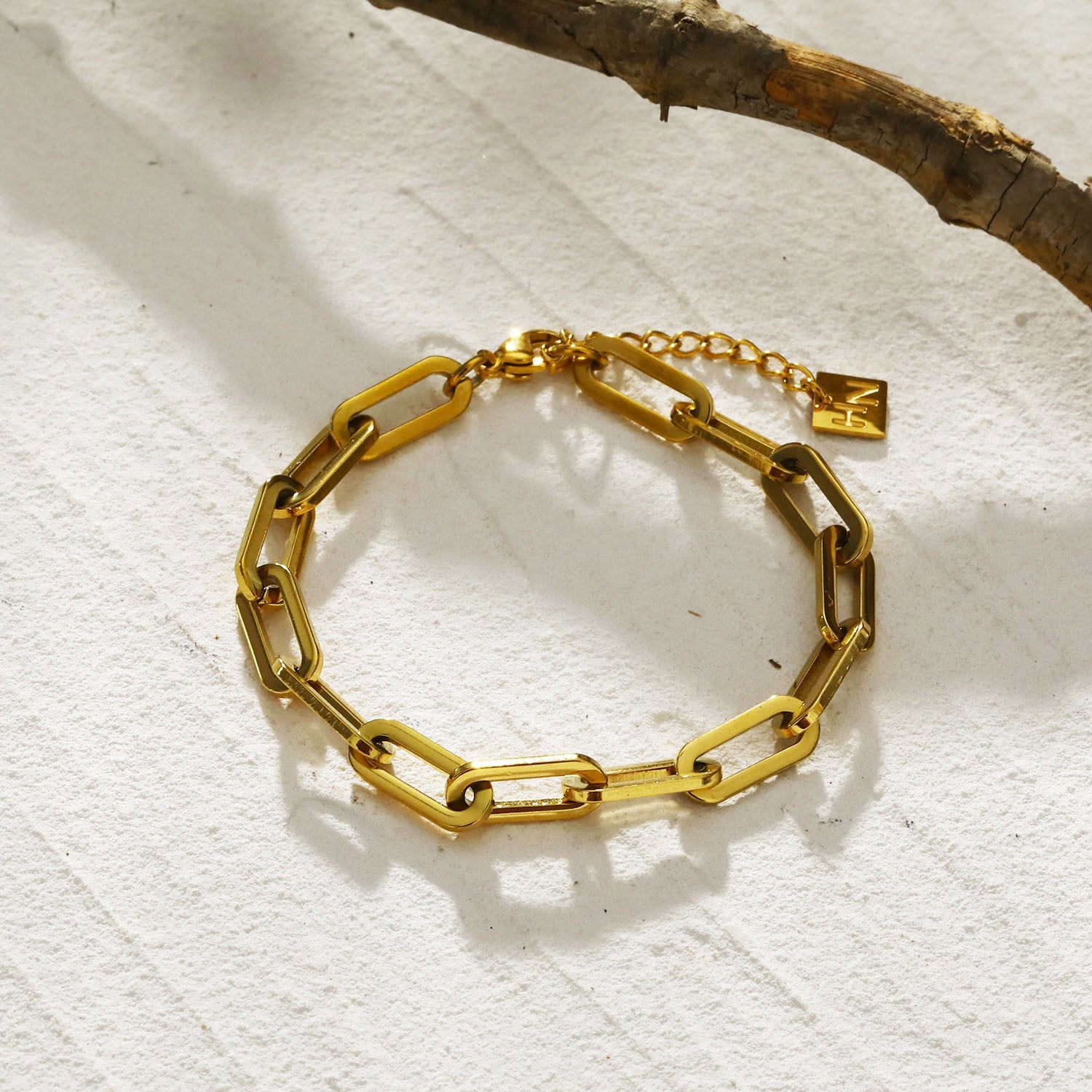 Contemporary Paper Clip Gold Bracelet