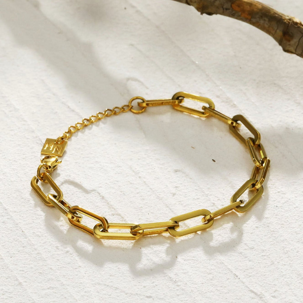 Contemporary Paper Clip Gold Bracelet