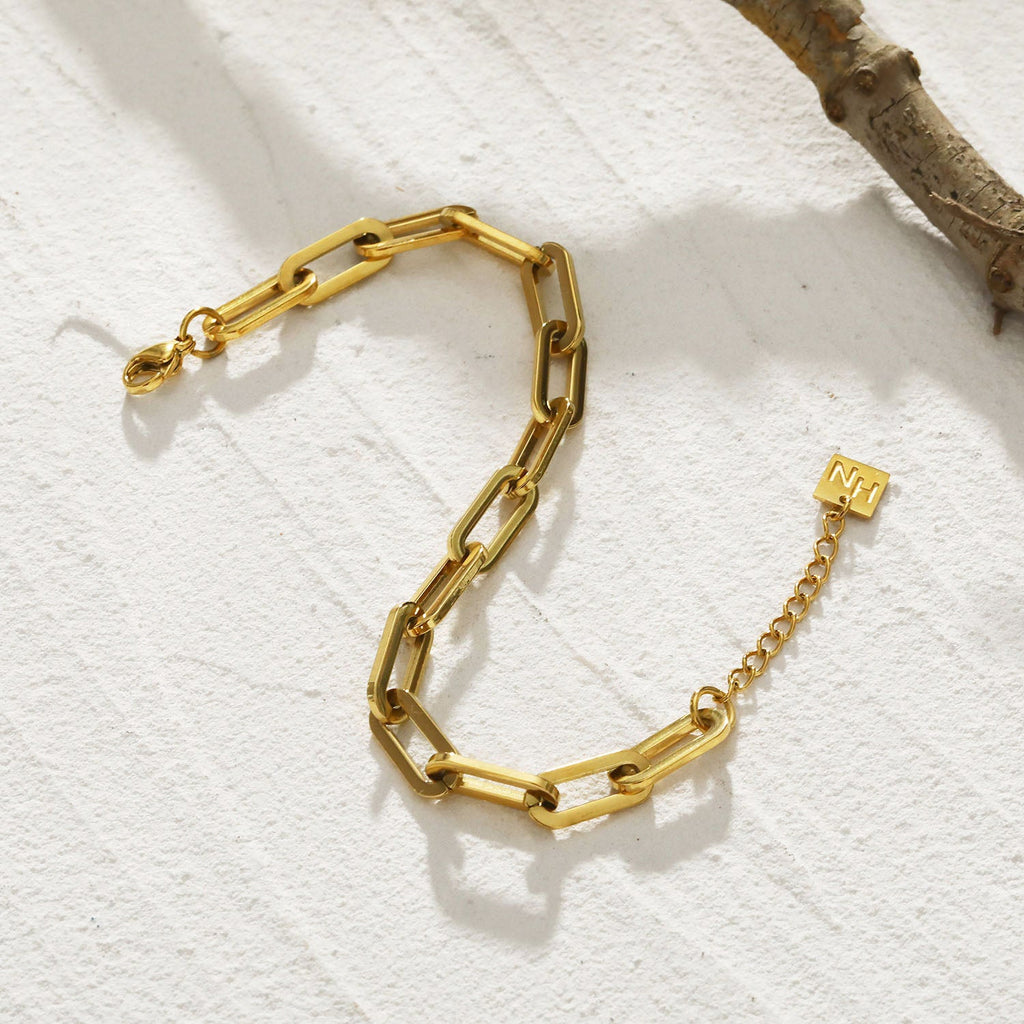 Contemporary Paper Clip Gold Bracelet