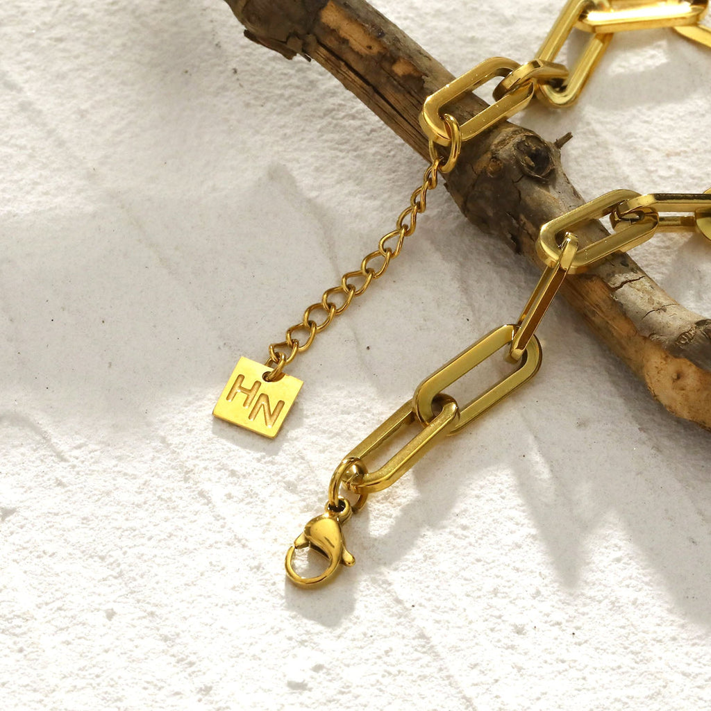 Contemporary Paper Clip Gold Bracelet