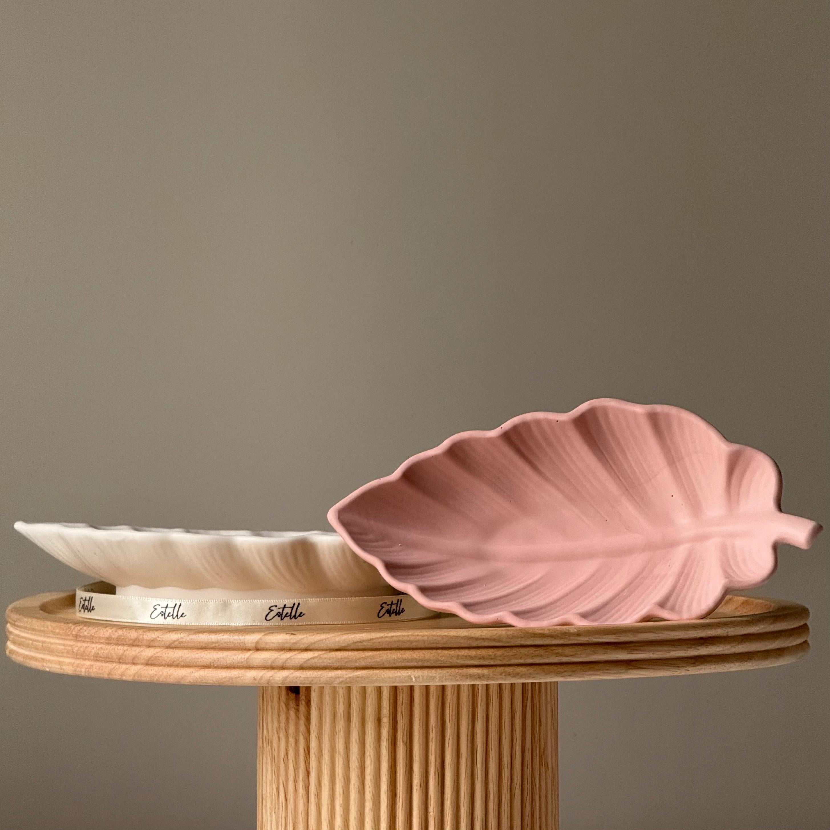 Jesmonite Leaf Tray: Scandi Jewelry Dish, Desk Organizer