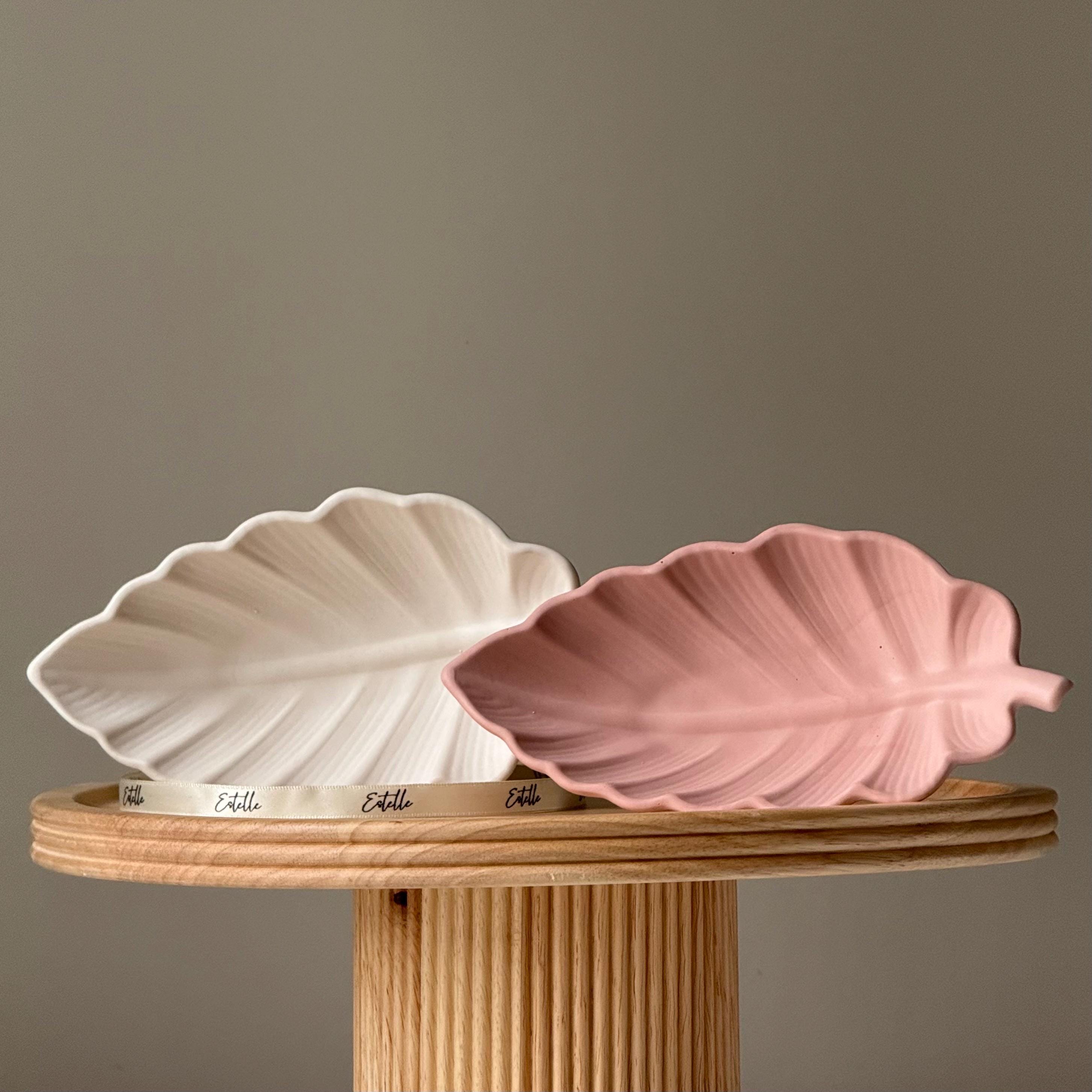 Jesmonite Leaf Tray: Scandi Jewelry Dish, Desk Organizer