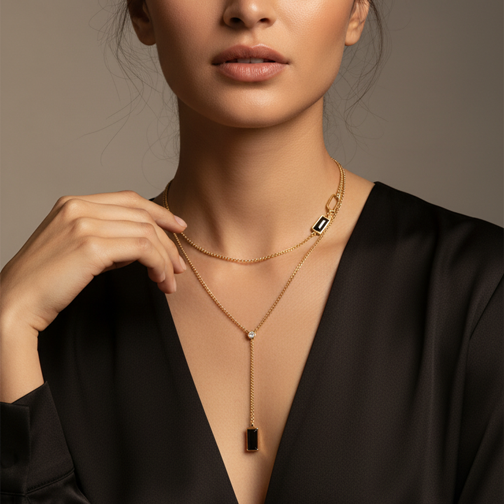 Victoria Monochrome Diamond Drop Chain